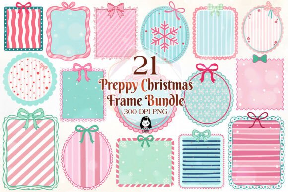 Download Preppy Christmas Frame Clipart Bundle - Christmas frame Collection