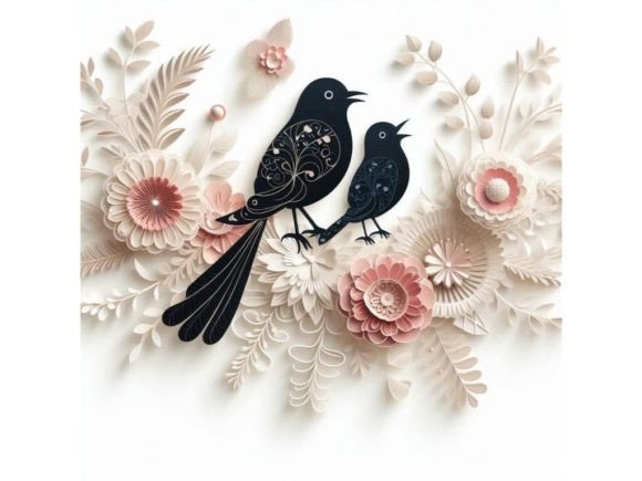 Download Birds with Soft 3D Floral Embellishments - Floral Collection