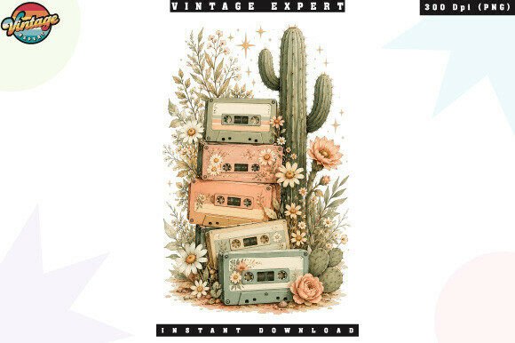 Download Cassette Tape Desert Cactus Floral PNG - Floral Collection