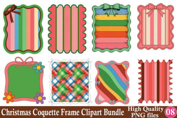 Download Coquette Christmas Frame Border Clipart - Premium Bundle
