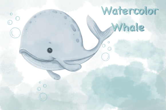 Download Watercolor Whale, Sea Animal Clipart - Watercolor whale Collection