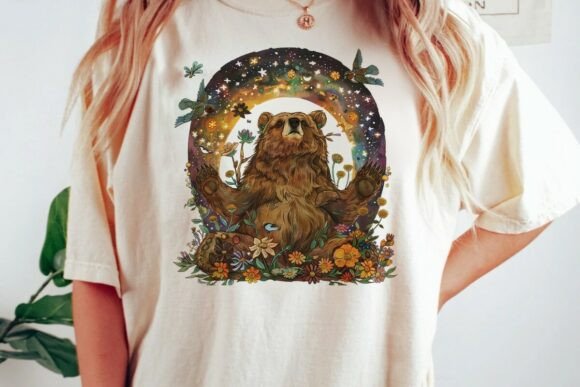 Download Zen Bear Cosmic Floral Boho Art Png - Floral Collection