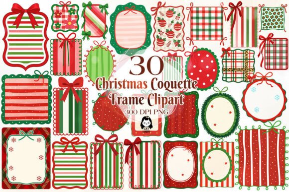 Download Coquette Christmas Frame Border Clipart - Premium Bundle
