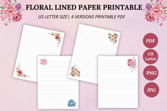 Download Floral Lined Paper Printable - Floral Collection