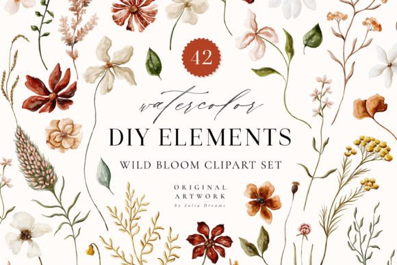 Download Wild Bloom Watercolor Digital Clipart - Digital clipart Collection