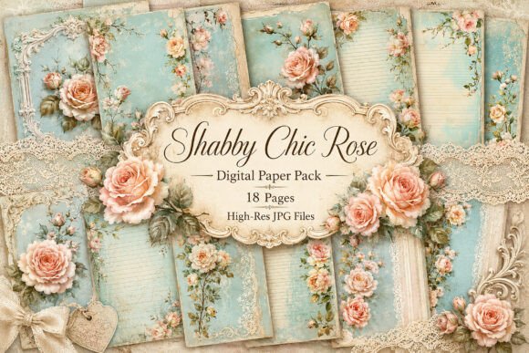 Download Vintage Floral Shabby Chic Rose Paper - Floral Collection
