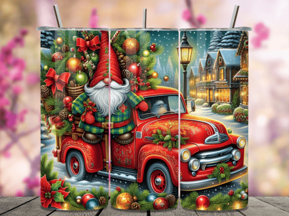 Download Red Truck Gnome Retro Holiday Tumbler - Retro holiday Collection