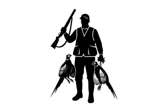 Download Hunter Holding Shotgun with Two Trained - Shotgun Collection