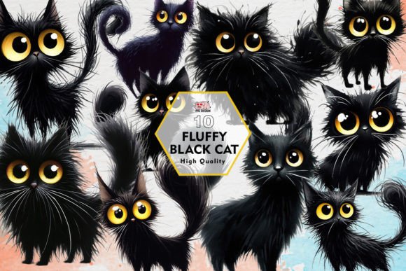 Download Fluffy Black Cat Clipart PNG Graphics - Black cat Collection