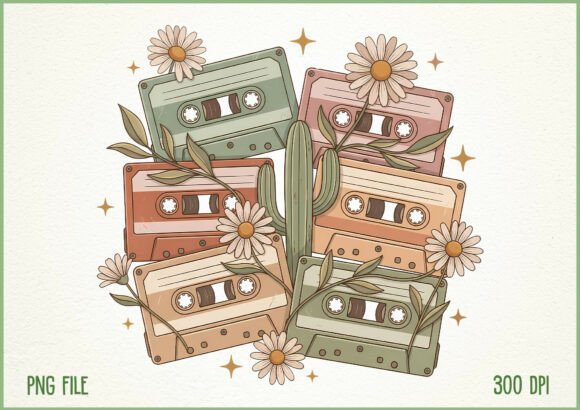 Download Retro Cassette Tape Floral Design - Floral Collection
