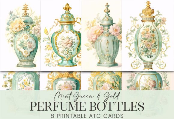 Download Pastel Green Antique French Floral Jars - Floral Collection