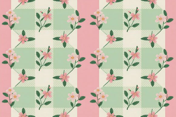 Download Pastel Floral Vine Checkered Pattern - Floral Collection
