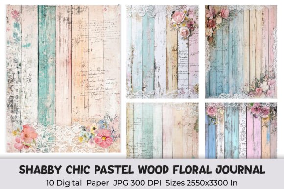 Download Shabby Chic Pastel Wood Floral Journal - Floral Collection