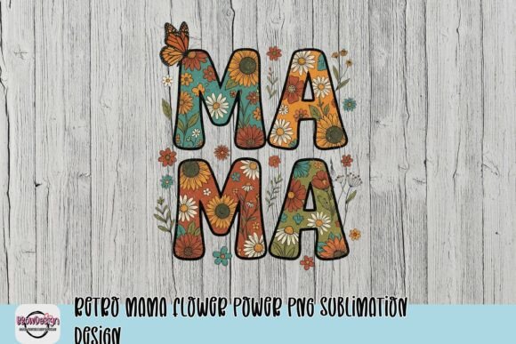 Download Retro Mama Flower Power PNG Sublimation Design - Flower power Collection