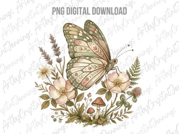 Download Vintage Watercolor Butterfly &amp; Floral PN - Floral Collection